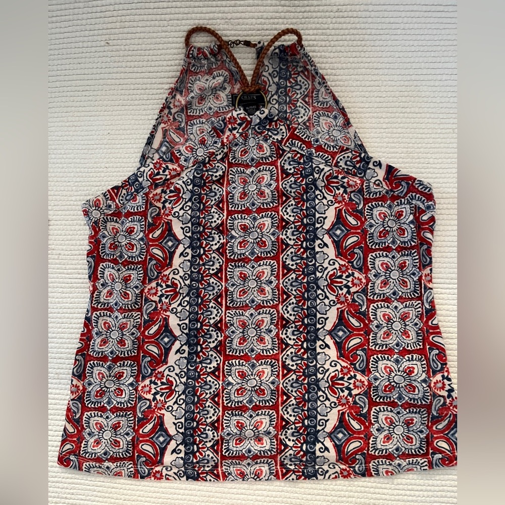Red and Blue Patterned Halter/Tank Top